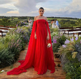 Elegant A Line Off The Shoulder Red Mother of the Bride/Groom Dress Simple Evening Formal Prom Dress HZ0311