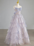 Cute Ball Gown Sweetheart Lilac Tulle Sleeveless With Beaded Bodice Long Quinceanera Dresses Sweet 15 16 Birthday Outfit HZ0311