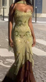 Classy Mermaid Spaghetti Strap Mint Green Chiffon Prom Dress Aesthetic For Teens Formal Dresses Party Outfits Prom Gown HZ0311