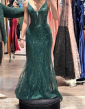 Charming Prom Dress Dark Green Spaghetti Straps Evening Dress Long Cocktail Outfits Gala Gown HZ0427