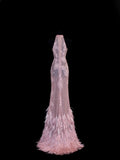 Chic Mermaid High Neck Pink Lace With Feather Appliques Inspo Formal Party Gowns Long Prom Dresses HZ0311