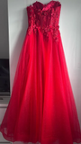 Beauty Prom Dress Red Sweetheart Pleated Tulle Long Gala Gown Evening Dress Party Outfits HZ0427