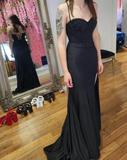 Sexy Prom Dress Black Spaghetti Straps Slit Long Gala Gown Evening Dress Party Outfits HZ0427