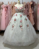 New Arrival Ball Gown Strapless Floral Quinceanera Dress Evening Dress Gala Prom Gown HZ0427