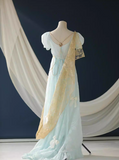 Elegant Imperial Prom Dress Square Neck Print Gala Gown Evening Dress Party Outfits HZ0427