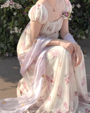 Charming Imperial Prom Dress Crew Neck Pleated Print Gala Gown Evening Dress Party Outfits HZ0427