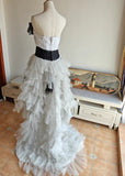 90s Retro Prom Dress Strapless Pleated Tulle Homecoming Dress Evening Dress Birthday Party Outfits HZ0427