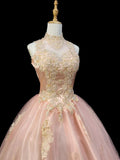 Elegant Ball Gown Crew Neck Tulle Applique Quinceanera Dress Evening Dress 18th Birthday Prom Gown HZ0427
