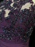 Elegant Prom Dress Crew Neck Pleated Backless Formal Gown Evening Dress Gala Dress HZ0427