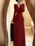 Elegant Prom Dress Red V-neck Formal Gown Evening Dress Graduation Dress HZ0427