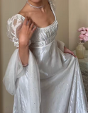 90s Retro Prom Dress Square Neck Imperial Dress Formal Gala Gown Evening Dress Party Outfits HZ0427