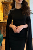 Elegant Prom Dress Black Crew Neck Mermaid Gala Gown Evening Dress Formal Outfits HZ0427