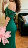Elegant Prom Dress Dark Green Satin Crew Neck Mermaid Gala Gown Evening Dress Formal Graduation Outfits HZ0427