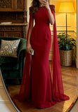 Charming Prom Dress Red Crew Neck Mermaid Gala Gown Evening Dress Formal Outfits HZ0427
