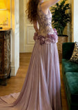 Charming Prom Dress Light Purple Crew Neck Pleated Gala Gown Formal Outfits Evening Dress Graduation Dress HZ0427