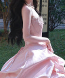 Pretty Ball Gown Light Pink Strapless Beading Pleated Evening Dress Quinceanera Dress 18th Birthday Prom Gown HZ0427