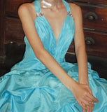Pretty Prom Dress A Line V-neck Pleated Gala Gown Evening Dress Birthday Party Outfits HZ0427