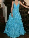 Pretty Prom Dress A Line V-neck Pleated Gala Gown Evening Dress Birthday Party Outfits HZ0427