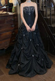 Chic Prom Dress Black Strapless Pleated Gala Gown Evening Dress Graduation Dress HZ0427