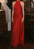 Beauty Prom Dress Satin Halter Gala Gown Evening Dress Graduation Dress HZ0427