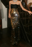 Stunning Prom Dress Strapless Sequins Mermaid Gala Gown Fomal Evening Dress 18th Birthday Party Dress HZ0427