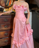 Beauty Prom Dress A Line Pink Strapless Ruffle Gala Gown Fomal Evening Dress Graduation Dress HZ0427