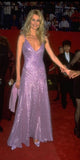 Gorgeous Deep V Satin Beaded Evening Gown Purple Formal Party Prom Dress Vestidos De Dia HZ0311