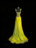 Modest A line High Neck Green Satin With Beaded Bodice College Formal Outfit Long Prom Graduation Dresses For Teens HZ0311