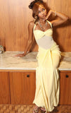 Elegant Mermaid Spaghetti Straps Yellow Chiffon Long Prom Dresses For Teens Evening Outfits Graduation Formal Dress HZ0311