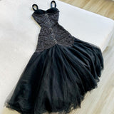 Modest Mermaid Sweetheart Black Tulle Beaded Long Prom Dresses Inspiration Evening Gowns For Women Formal Party Dress HZ0311