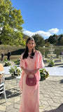 Women's Cocktail Party Gowns Mermaid Scoop Neck Pink With Pleated Cape Graduation Dinner Outfit Prom Dresses HZ0311