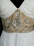 Chic A Line Spaghetti Strap White Chiffon Beads Senior Prom dresses High School Long Formal Dresses HZ0311