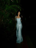 Modest Mermaid Spaghetti Strap Light Sky Blue Satin Long Prom Dresses Inspo Prom Gowns HZ0311