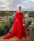 Elegant A Line Off The Shoulder Red Mother of the Bride/Groom Dress Simple Evening Formal Prom Dress HZ0311