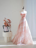 Classy Ball Gown Strapless Pink Tulle Crystals Beading Prom Dresses Long Party Dress 18th Birthday Outfit Graduation Dress HZ0311
