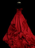 Retro Ball Gown Strapless Red 60s Prom Dresses Fashion Evening Gowns Long Formal Party Dress HZ0311