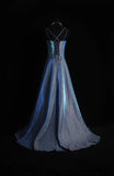 Retro A Line Spaghetti Straps Navy Blue Sequin 1950s Long Prom Dresses Inspo 18th Birthday Outfits Formal Dress HZ0311