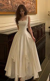 Gorgeous A Line Square Neckline Sleeveless White Date Night Dress Prom Dresses Birthday Outfits HZ0311