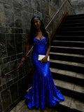 Mermaid Gold Sequin Long Prom Gown Lace Up Back Evening Dress For Plus Size Black People Girls HZ0311