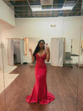 Modest Mermaid Sweetheart Hot Pink With Beaded Long Formal Prom Evening Dress Dinner Outfits Party Gowns For Black Girls HZ0311