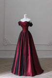 Black and Red Tulle Prom Dresses Long A-line Off Shoulder Wedding Party Gown Birthday Gowns HZ0311