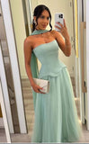 Classy Prom Dresses Impress Outfit A Line Strapless Mint Green Tulle Long Semi Formal Party Dress For Teens High Schools HZ0311