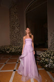 Classy Prom Dresses Impress Outfit A Line Strapless Lilac Tulle Long Semi Formal Party Dress For Teens High Schools HZ0311