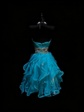 Cute Ball Gown Sweetheart Blue Tiered Short Hoco Outfits Middle School Homecoming Dresses Cocktail Gown HZ0311
