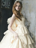 Vintage 70s Ball Gown Strapless Champagne With Appliques Lace Wedding Dress Fairytale Bridal Dresses HZ0311