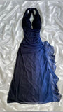 Unique A line Halter Ombre Chiffon Navy Blue Long Prom Dresses Dark Blue Formal Gown Inspo Evening Outfit HZ0311