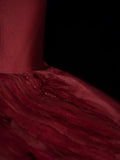 Princess Mermaid Sweetheart Burgundy Tulle Pleated Ruffles Satin Long Formal Evening Dress Gowns Prom Dresses HZ0311