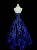 Charming Ball Gown Strapless Sweet 16 Dresses Quinceanera Dress 3D Flowers Long 15 Vestidos De Fiesta HZ0311
