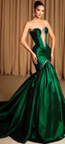 Classy Prom Dresses Impress Outfit Mermaid Strapless Dark Green Satin Long Semi Formal Party Dress For Teens High Schools HZ0311