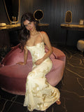 Sparkly Mermaid Spaghetti Strap Yellow Long Prom Dresses For High School People Girls Sequin Formal Evening Party Gown HZ0311